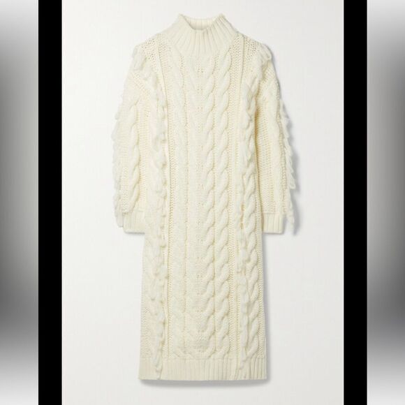 New Farm Rio Fringed Cable-knit Midi Dress - Off-white Medium - Picture 11 of 16